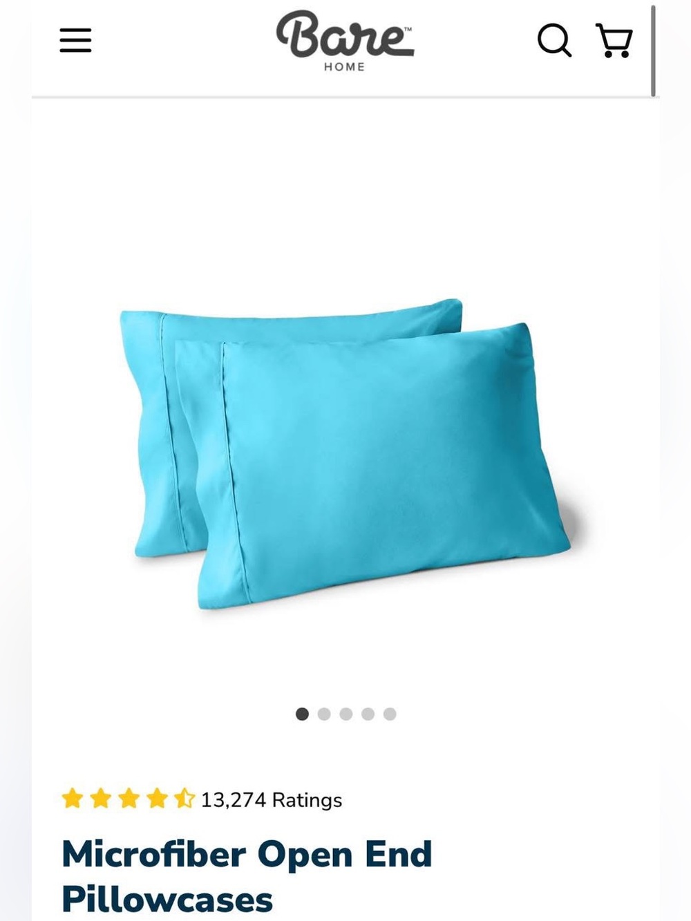 Microfiber Open-End Pillowcases in Aqua - Set of 2
